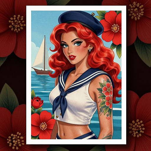 Vibrant Sailor Woman Tattoo Art