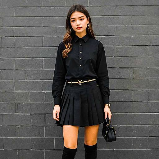 Trendy Teen in Black Skirt Outfit