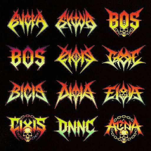 80s Metal Band Logos with Fire