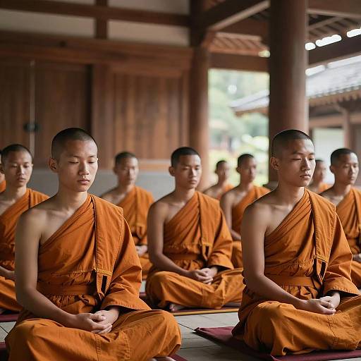 Serene Meditation of Young Buddhist Monks