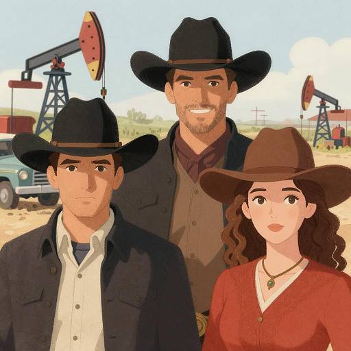 Western Style Cowboy and Cowgirl Illustration