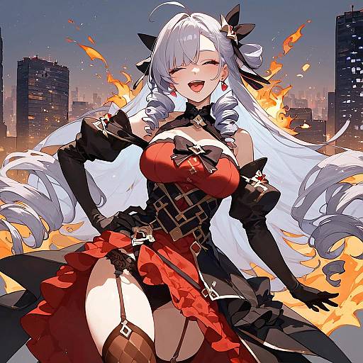 Aesthetic Anime Girl in Cityscape