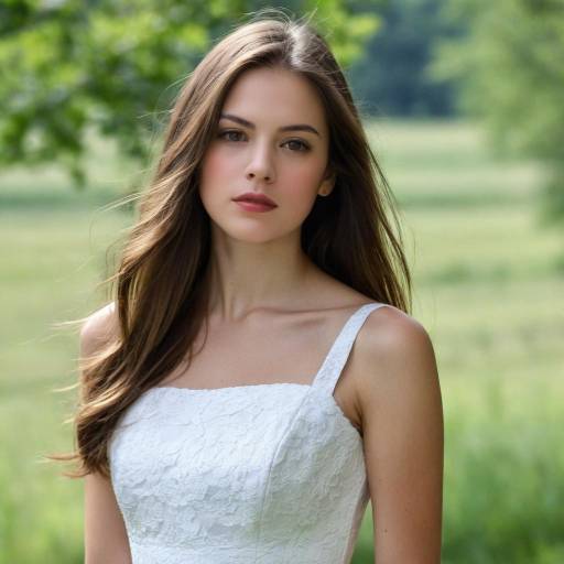 Young Woman in White Dress Outdoors