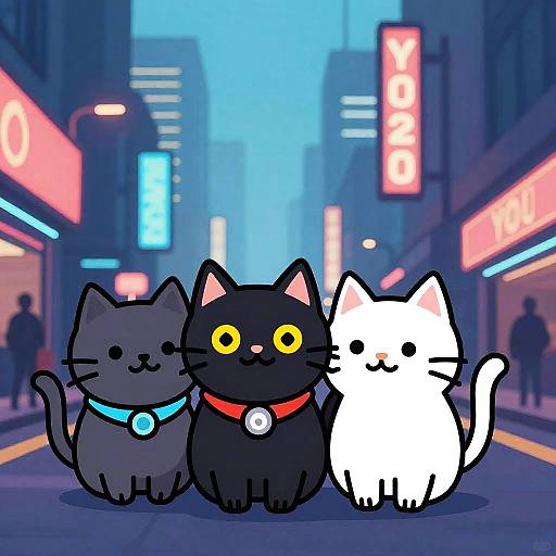 Cyberpunk Street Cats in MSPaint