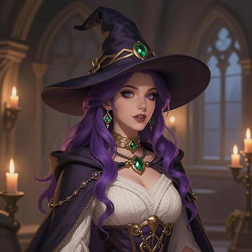 Elegant Witch Illustration with Medieval Charm