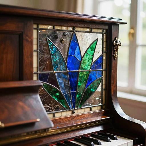 Luminous Stained Glass Piano Close-Up