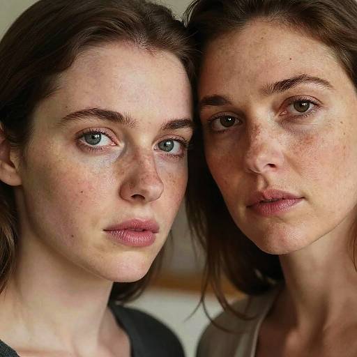 Portrait of Two Freckled Women with Clear Skin