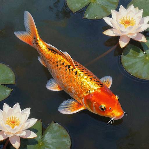 Realistic Koi Fish Pond Painting