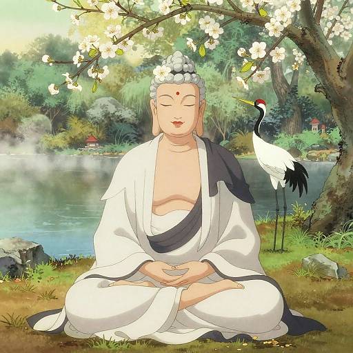 Elder Crane Oracle Meditating Serenity