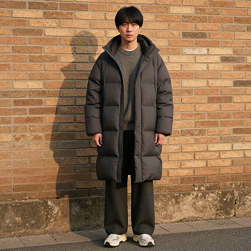 Man in Charcoal Puffer Coat