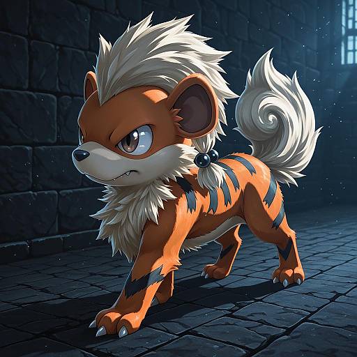 Illustration of Growlithe, pokemon in the style of Kagerou (kers)