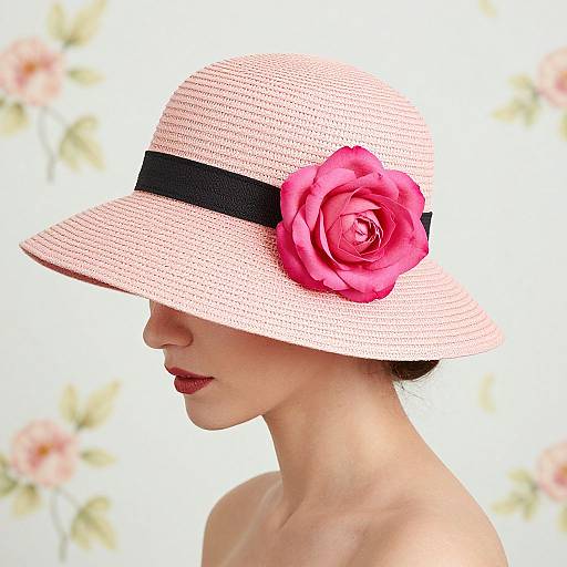 Elegant Woman with Rose-Adorned Hat