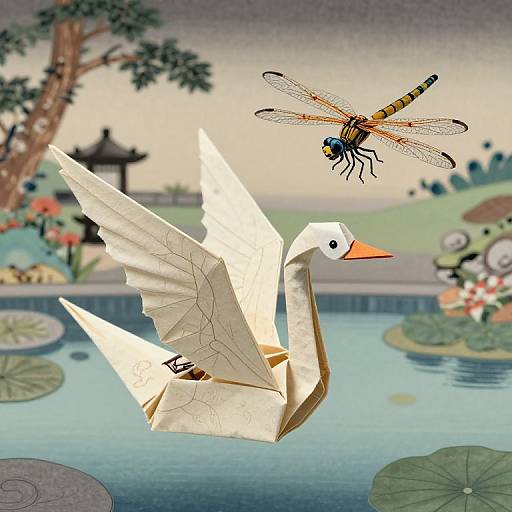 Origami Swan and Robotic Dragonfly