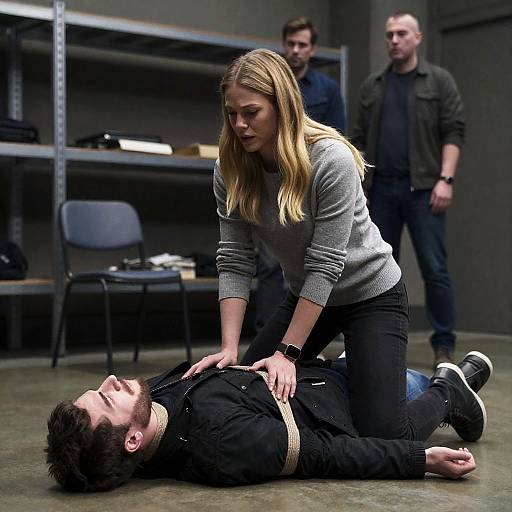 Concerned Woman in Dimly Lit Room