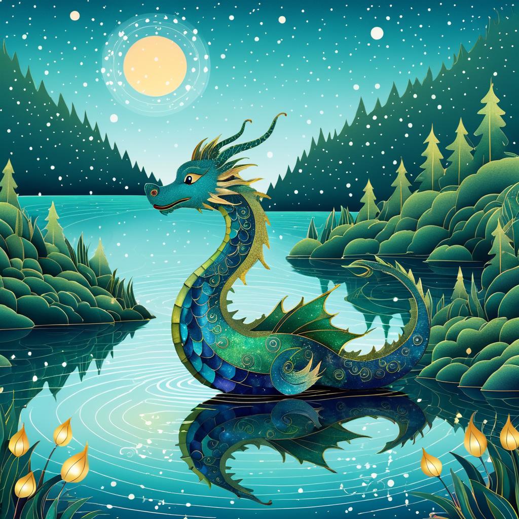 Whimsical Dragon by a Shimmering Lake