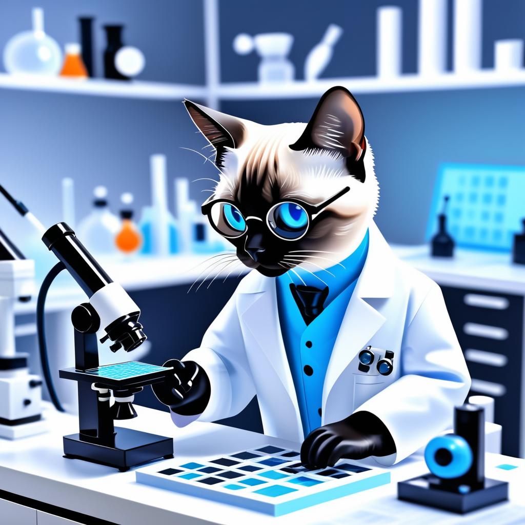 Siamese Cat Scientist in Sleek Lab