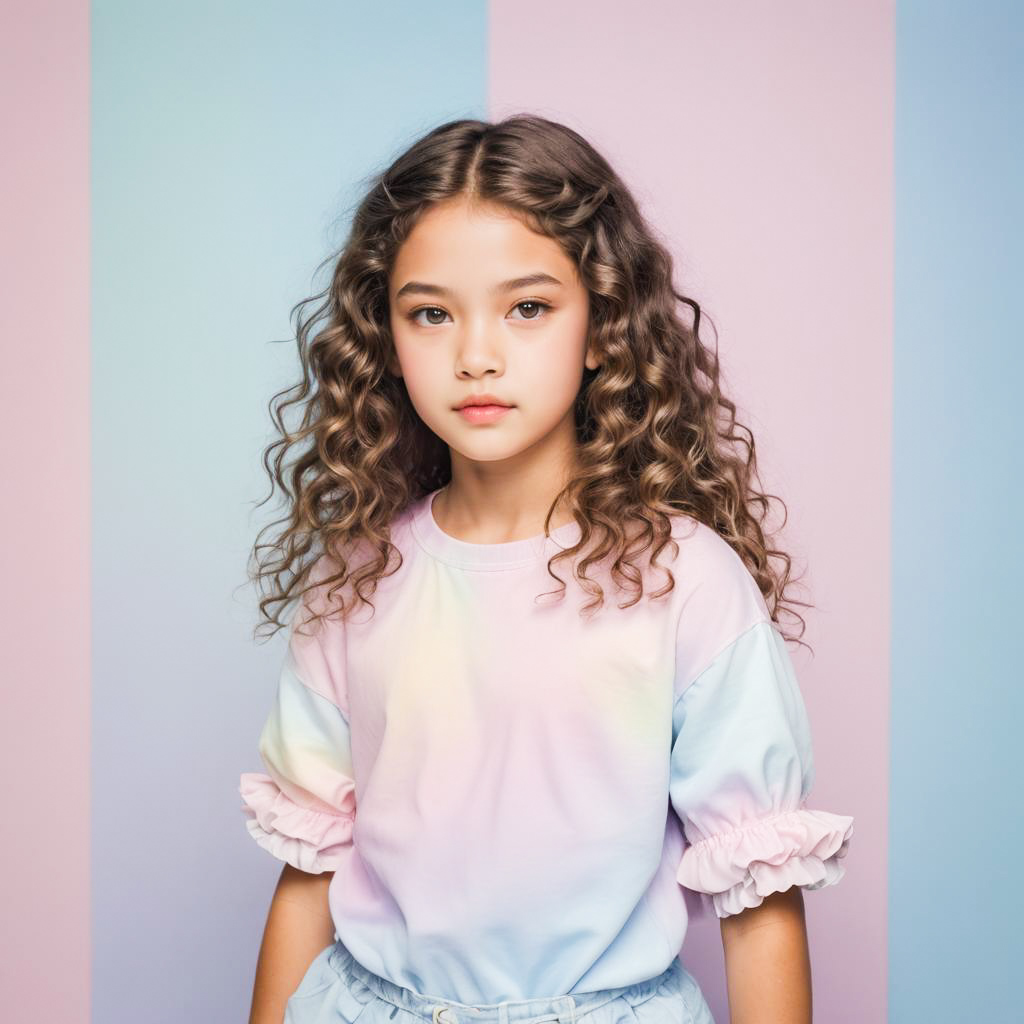 Dreamy Studio Photo of Shy Preteen Girl