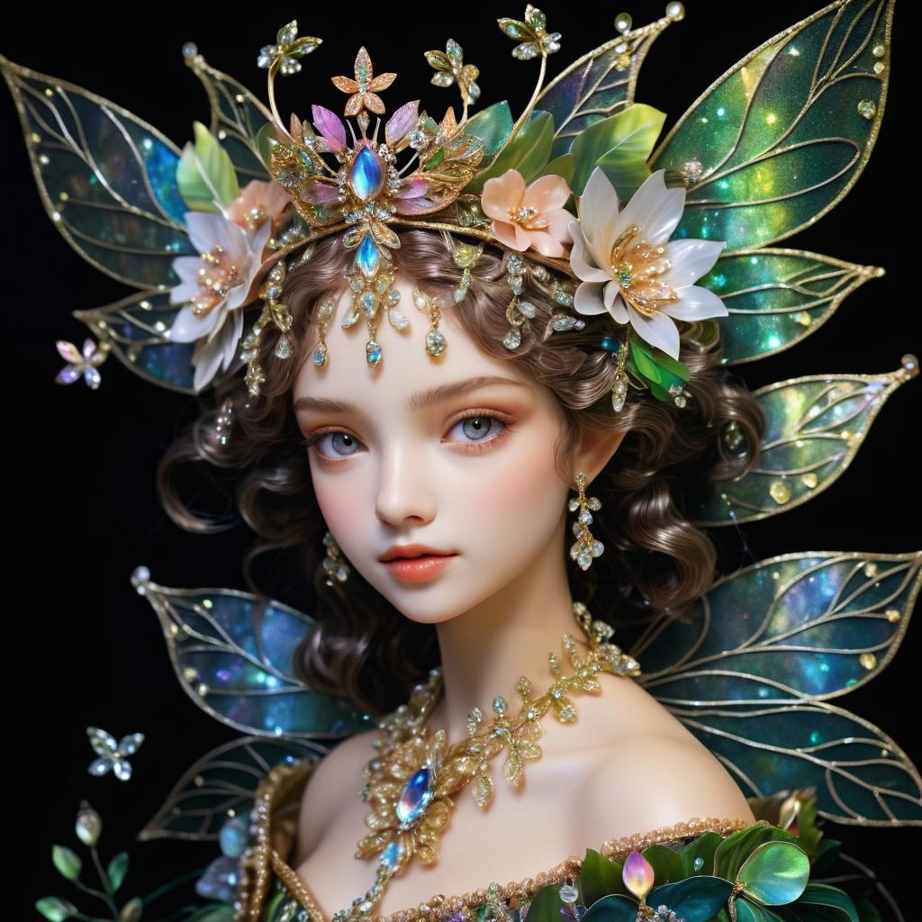 Whimsical Baroque Flower Fairy Portrait