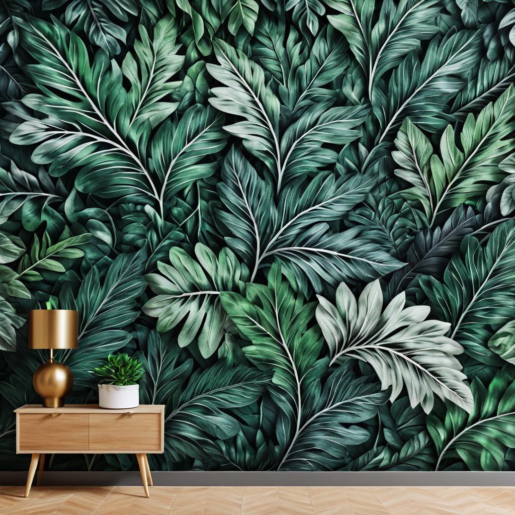 Intricate Abstract Leafy Wall Mural