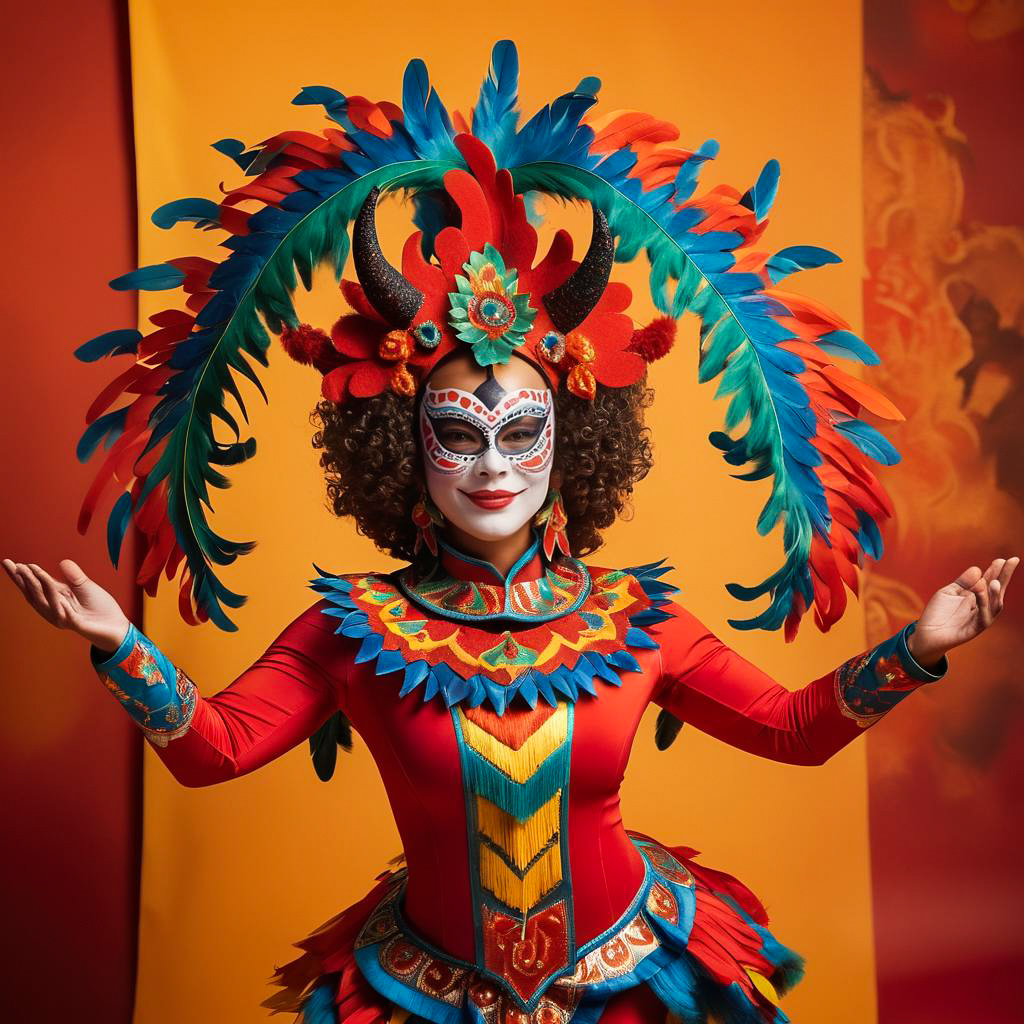 Ecstatic Festival Performer in Diablada Costume