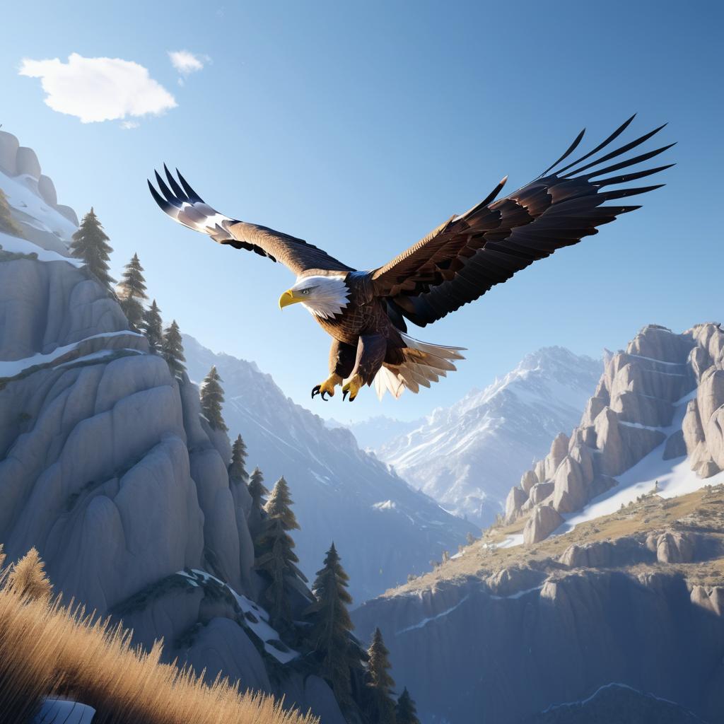 Majestic Eagle Soaring Over Mountains