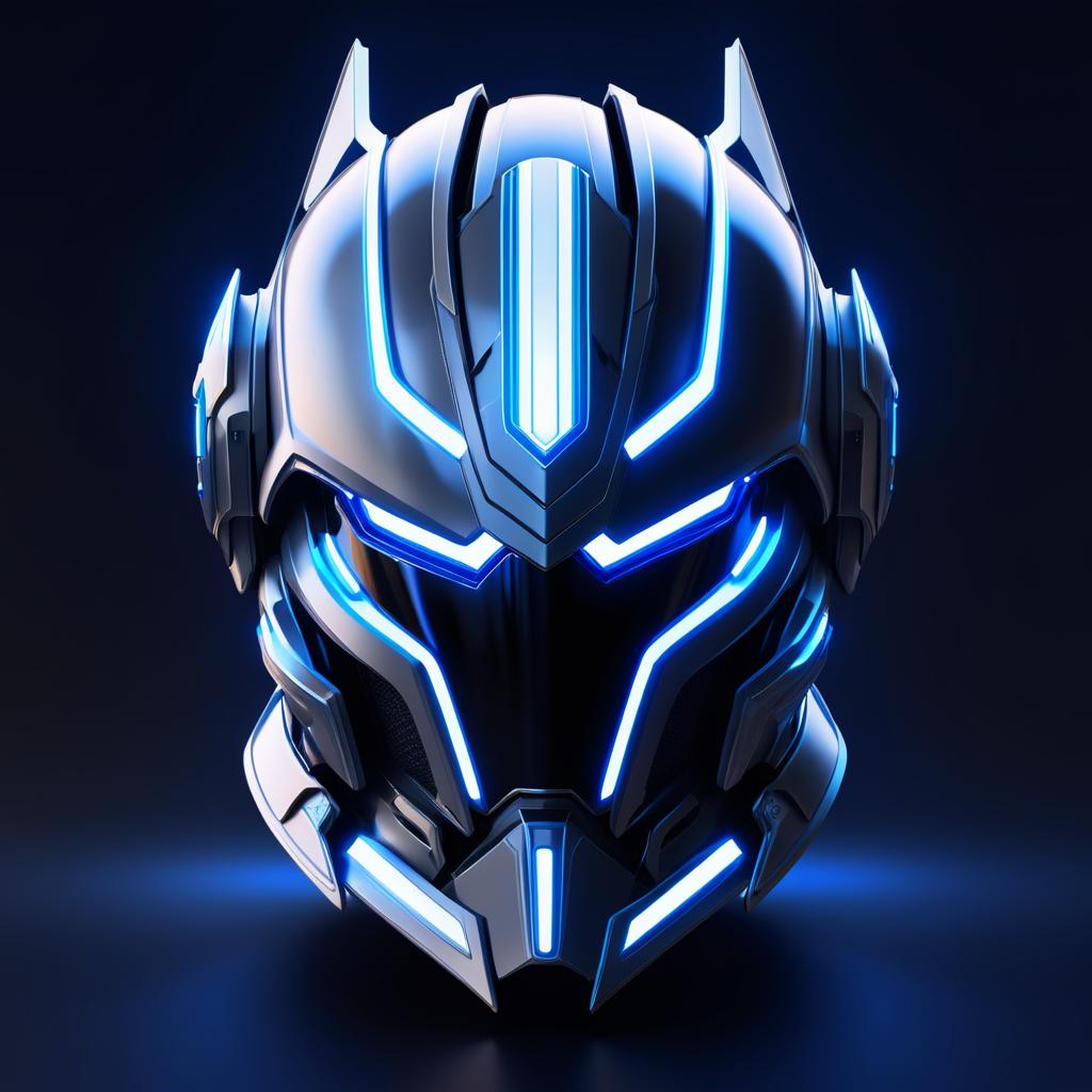 Futuristic Knight Helmet with Halo Design