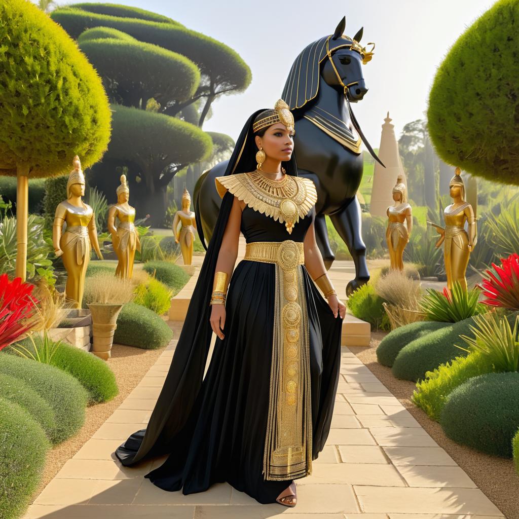 Regal Queen in Lush Egyptian Garden