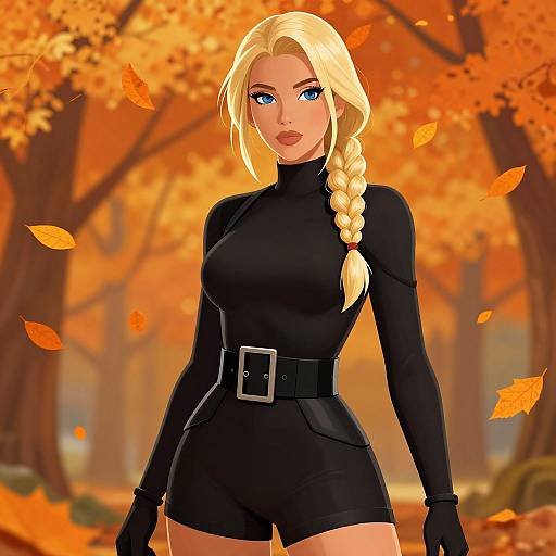 Stylized Blonde Woman in Autumn