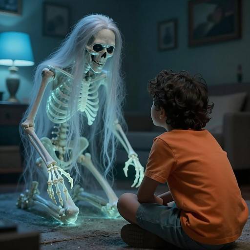 Child Encountering a Ghostly Figure