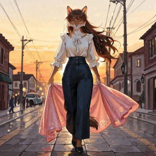 Elegant Girl on Coastal Cliffside at Dawn