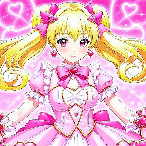 Illustration of Cure peach, precure in the style of Mitsumi misato