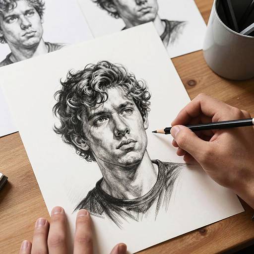 Hand Drawing Black-and-White Portrait