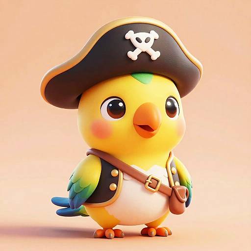 Cute 3D Chibi Pirate Parrot