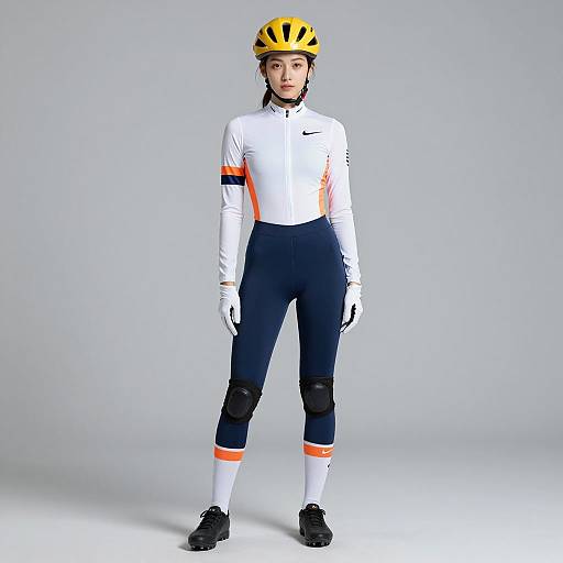 Female Cyclist in Professional Gear