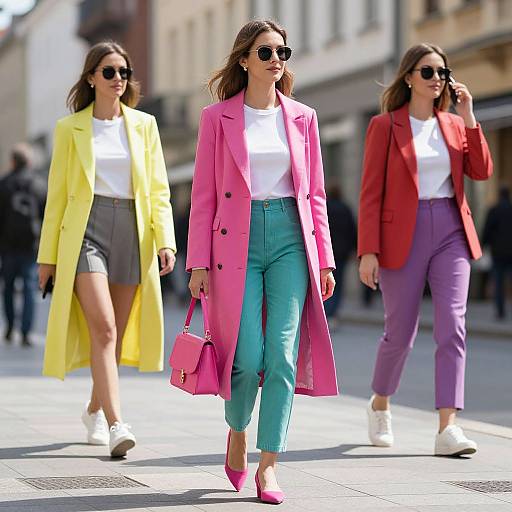 Stylish European Woman in Colorful Streetwear