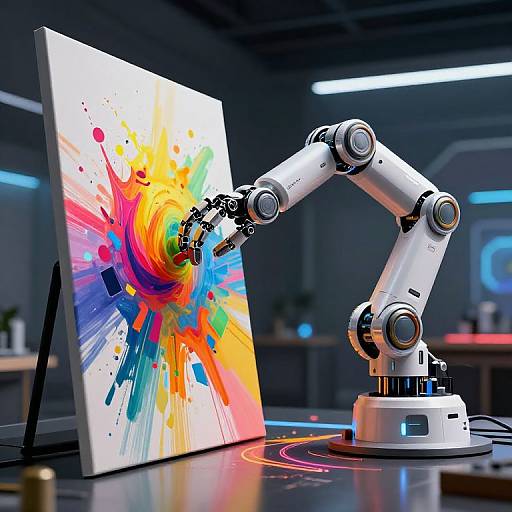 Cyberpunk AI Robotic Arm Painting