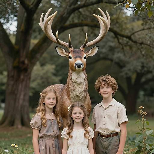 Magical Realism Family Statue Scene