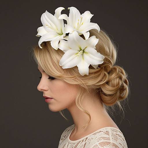 Elegant Blonde Woman with Lily Headband