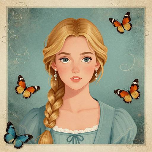 Vintage-Inspired Young Woman Illustration