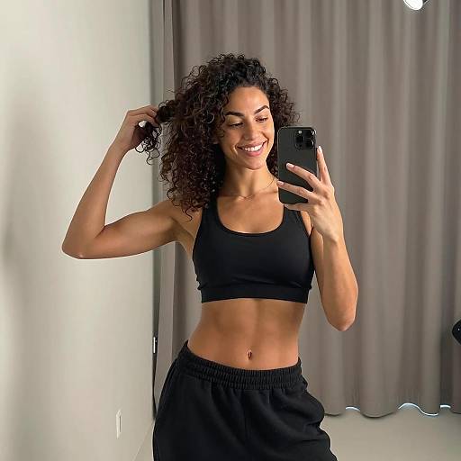 Athletic Woman Taking Mirror Selfie