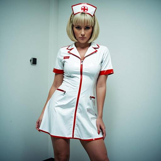 Sultry Nurse Cosplay in Latex Outfit