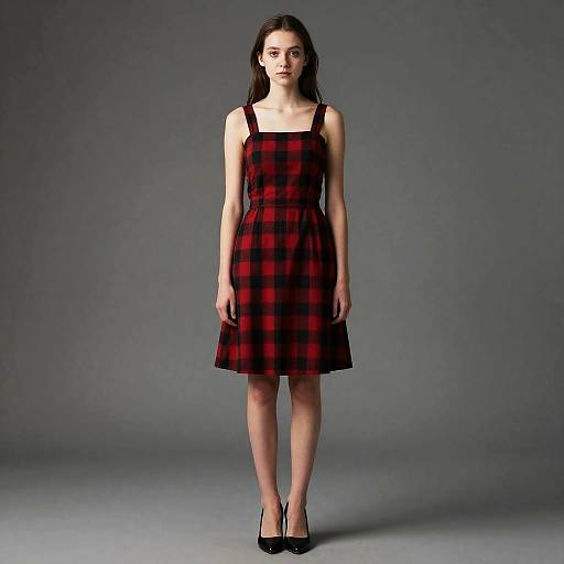 Young Woman in Red Checkered Dress