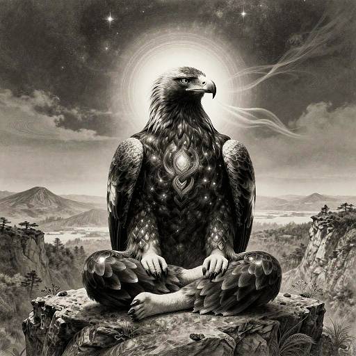 Anthropomorphic Golden Eagle Guru Meditation