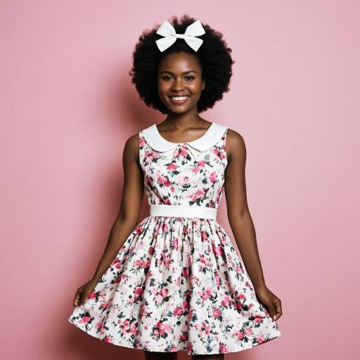 Smiling Woman in Floral Dress with Bow