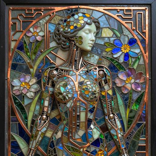 Art Nouveau Stained-Glass Android Muse