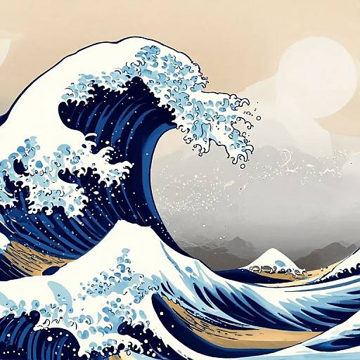 Digital illustration of Hokusai's 