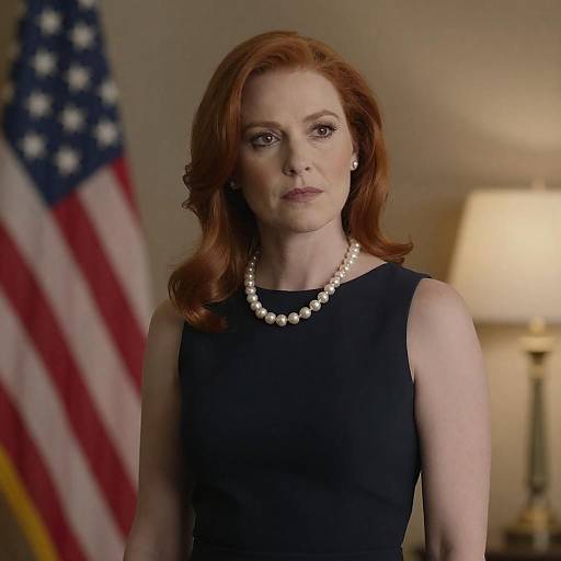 Elegant Woman Portrait with American Flag