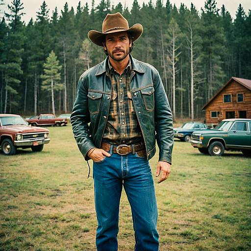 Man in Classic Cowboy Outfit Outdoors