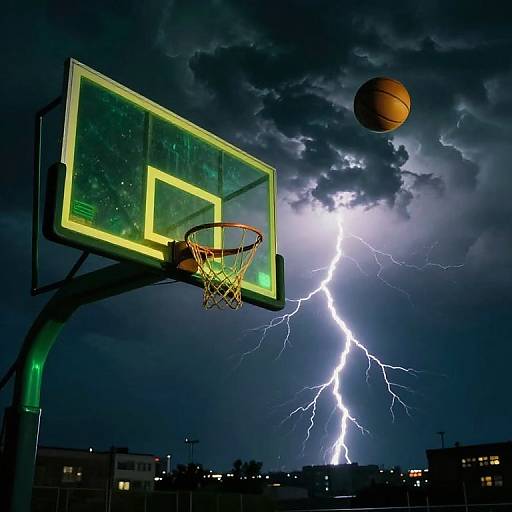 Cyberpunk Lightning Storm Basketball