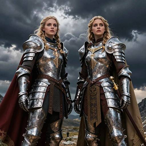 Heroic Warriors in Stormy Fantasy Realm